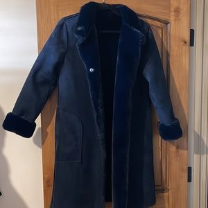 COPY - Velvet by Graham and Spencer Mina Faux fur reversible coat. blue never w…